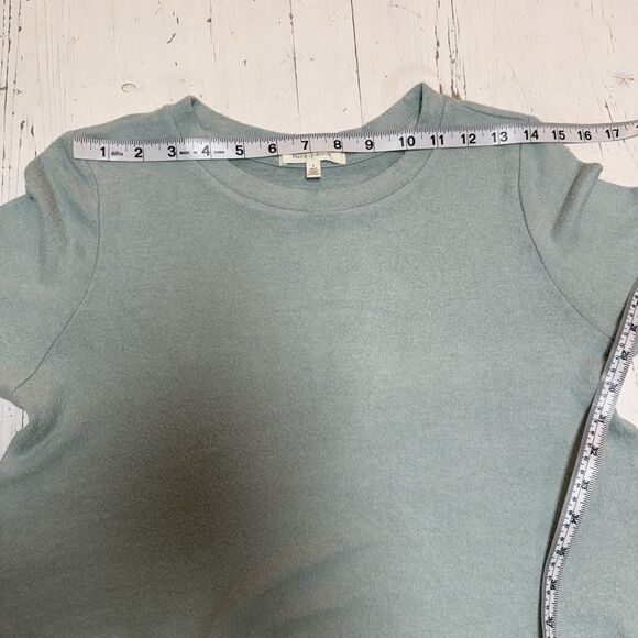 Pure + Good Anthropologie Sweater Top S Belted Tie Waist Ruched Pistachio Cozy - Picture 5 of 11